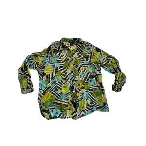 Anne Carson 100% Silk Blouse 1X Retro Vintage